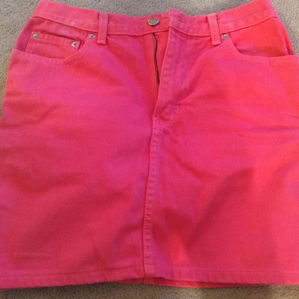 Women's Vintage RALPH LAUREN denim polo jeans skirt coral/pink skirt in a size 8